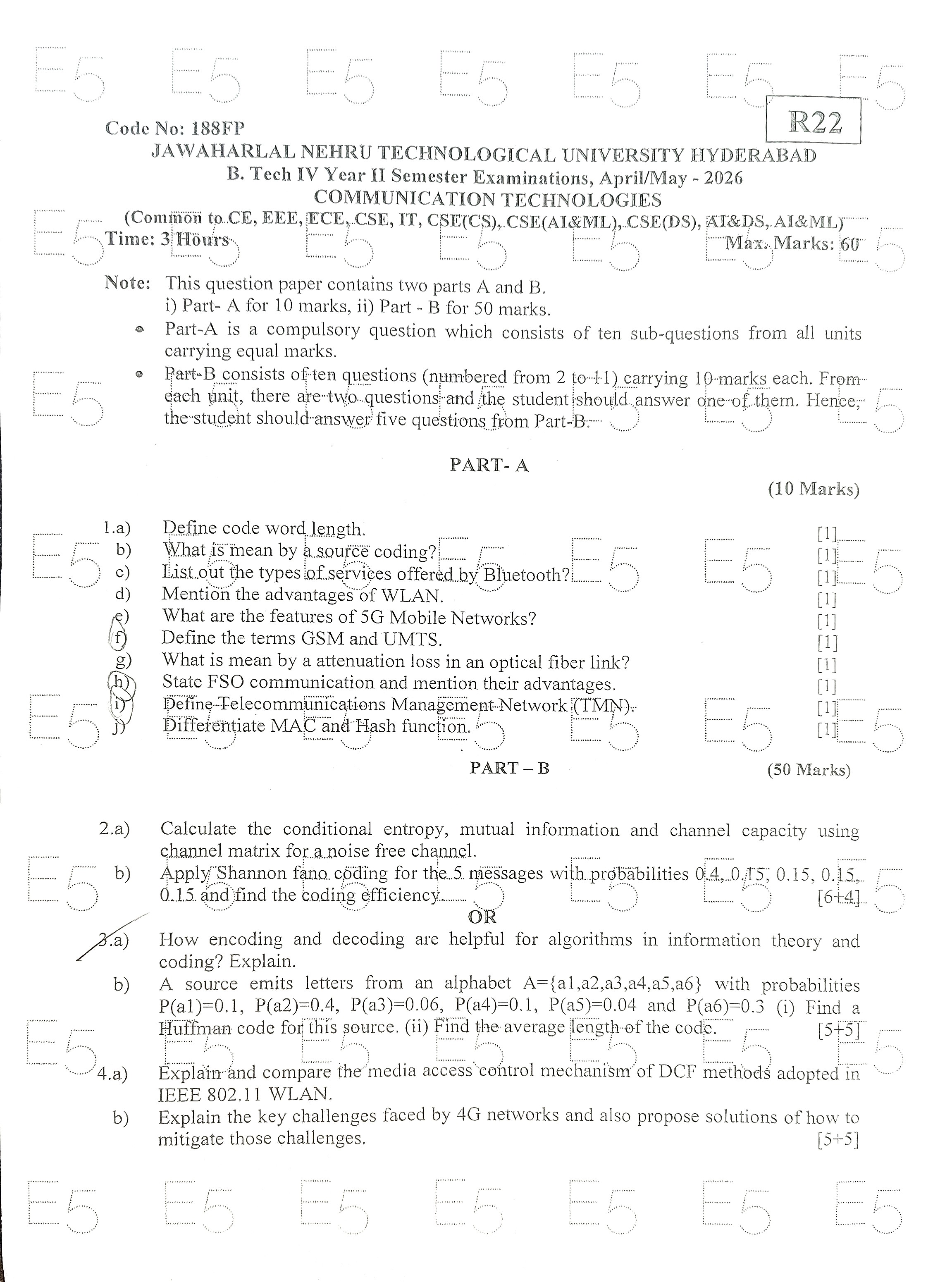 Communication Technologies Question Paper Page 1