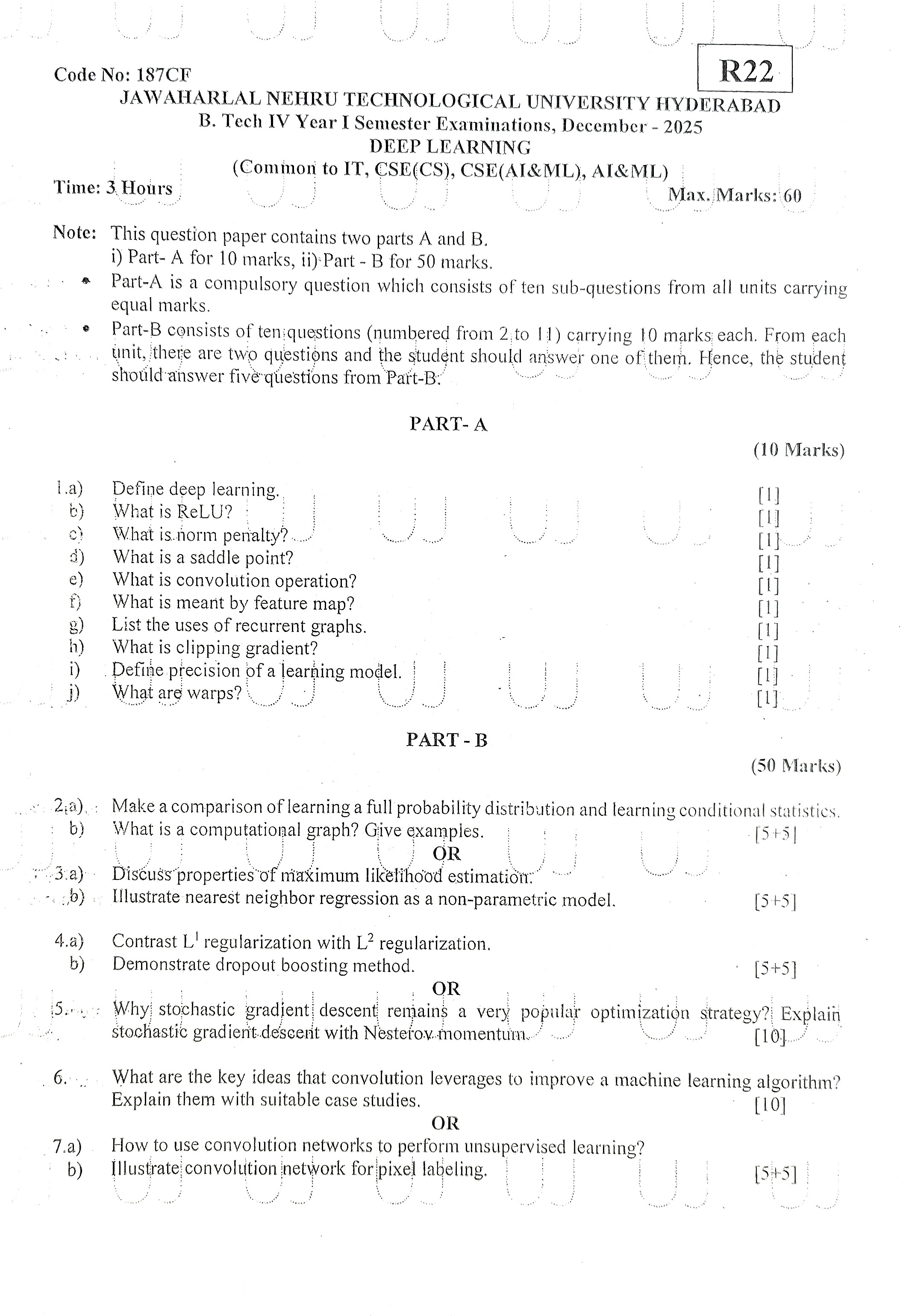 Deep Learning Question Paper Page 1