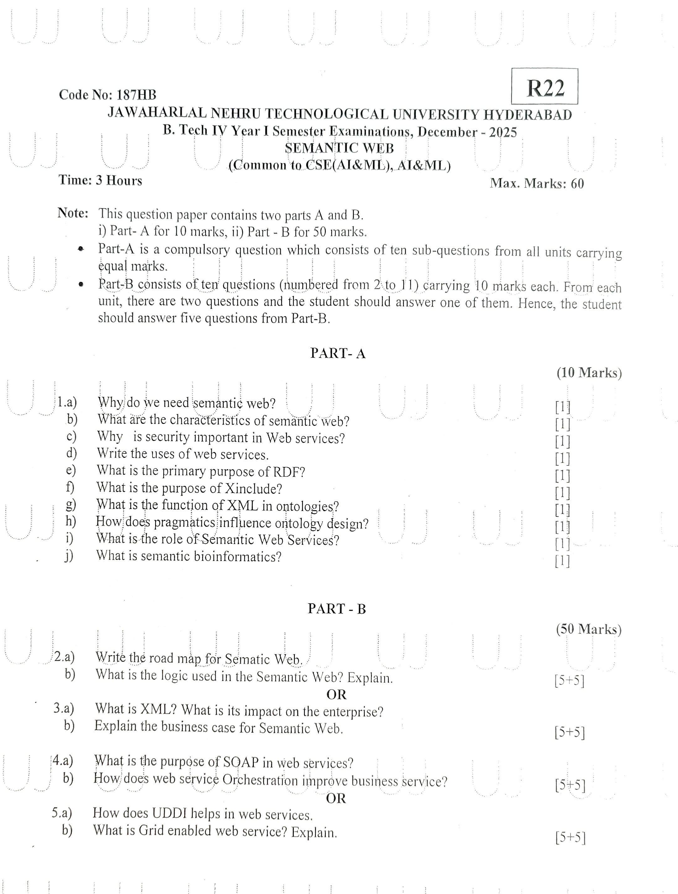 Semantic Web Question Paper Page 1